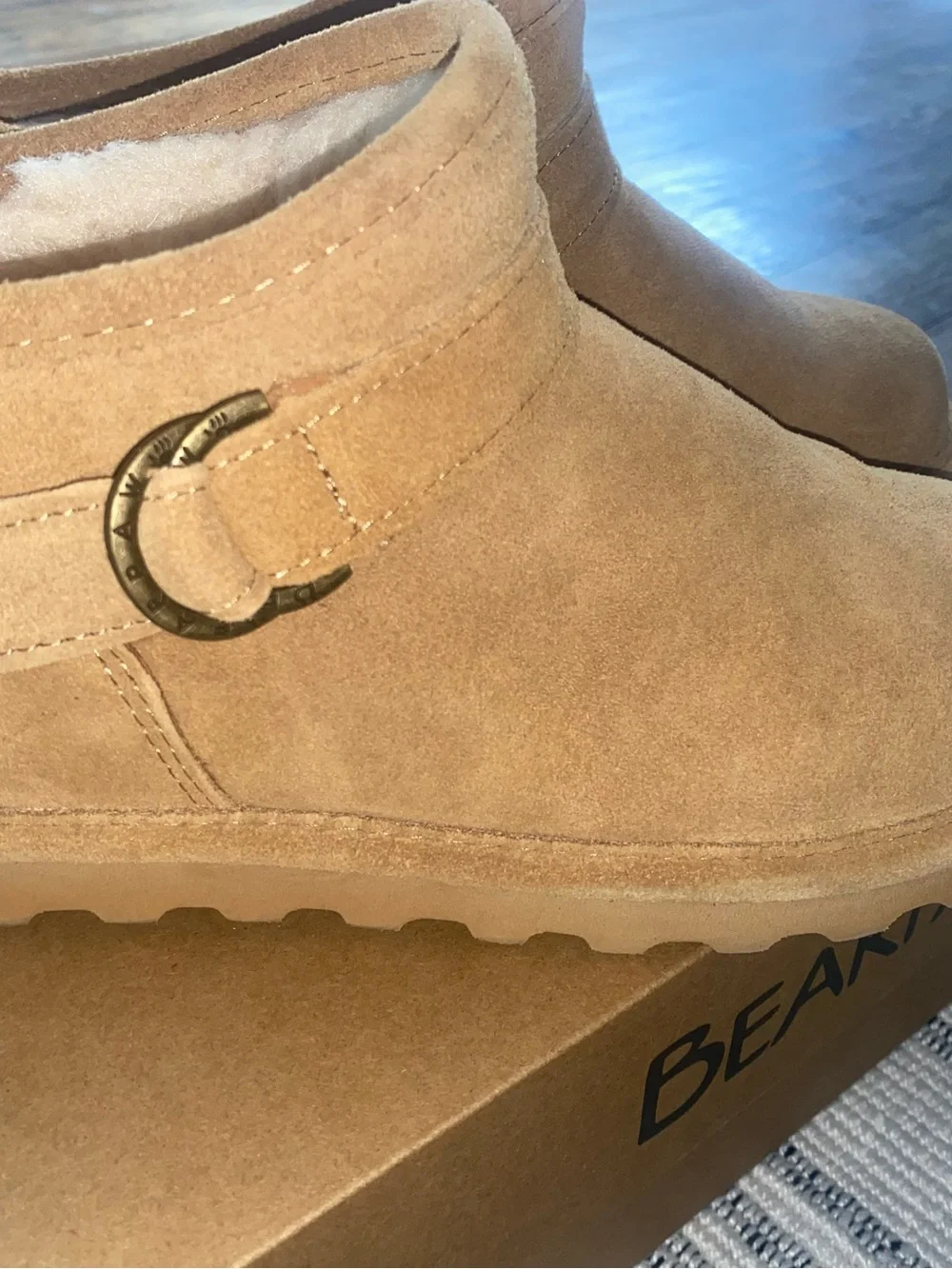 BearPaw Chestnut Suede Shearling-Lined Winter Slip-On Boots
